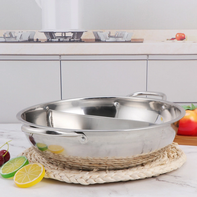 Restaurant Stainless Steel Hot Pot Soup Pot with Divider