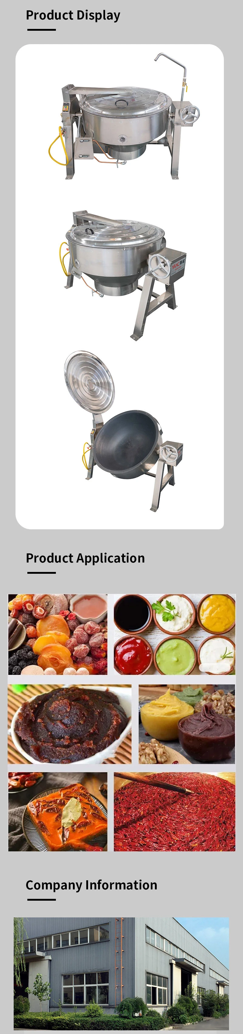 50L 100L 200L 300L 400L 500L Optional Sandwich Cooking Pot Tilting Pumpkin Soup Cooking Pot Porridge Mixing Pot