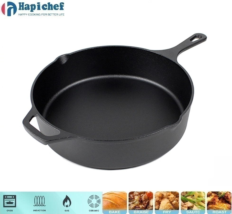 Fire Safe Cast Iron Cookware Noodle Soup Cooking Pot with Handle and Cover