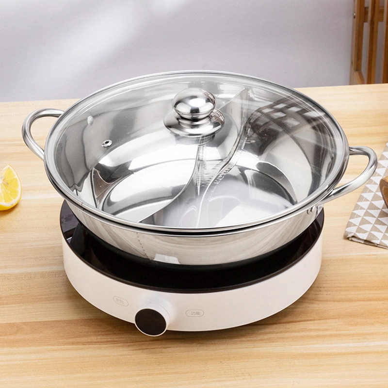 Restaurant Stainless Steel Hot Pot Soup Pot with Divider