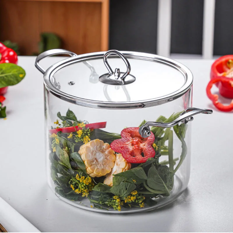 Transparent High Borosilicate Glass Cooking Pot with Lid Soup Pot Dinner Set Dinnerware Sets Tableware Cutlery Set